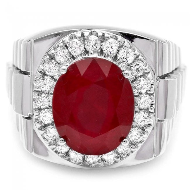 14k White Gold 10.00ct Ruby 0.80ct Diamond Ring - 2