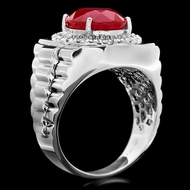 14k White Gold 10.00ct Ruby 0.80ct Diamond Ring - 3