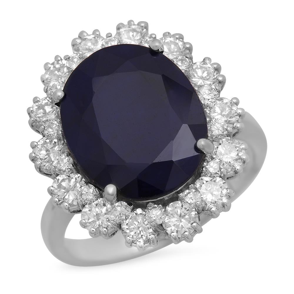 14K Gold 6.27ct Sapphire 1.63ct Diamond Ring (1 of 5)