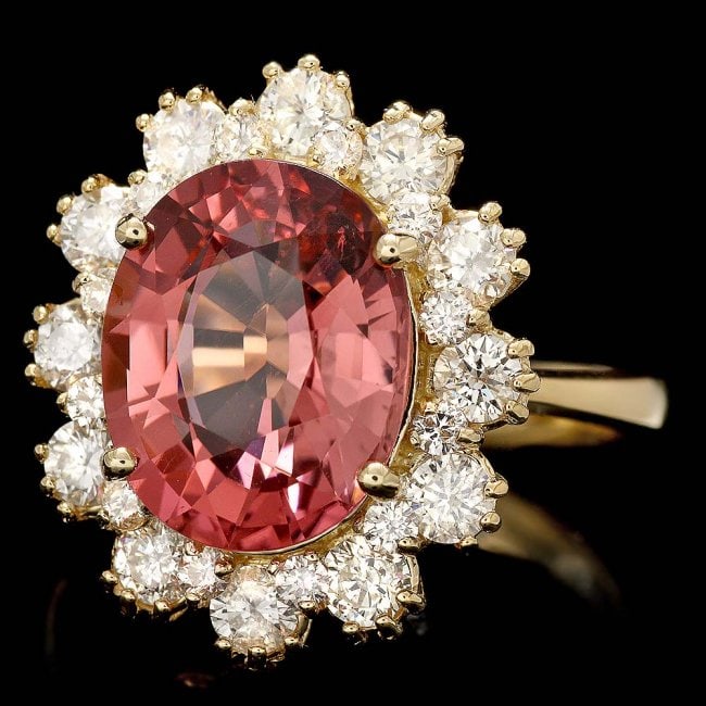 14k Gold 5ct Tourmaline 1.20ct Diamond Ring: Retail: $13,780.00 ****** 14k Gold 5ct Tourmaline 1.20ct Diamond Ring ****** Metal: 14k Solid Yellow Gold / Size: 7 / Total Item Weight: 7.0 grams / Country Made: United States / / Main Stone: