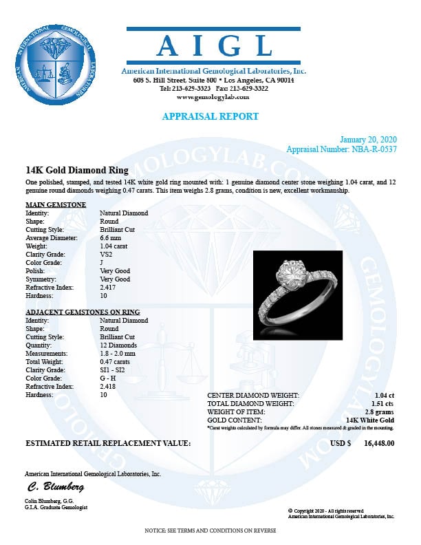 14K Gold 1.51ct Diamond Ring - 5