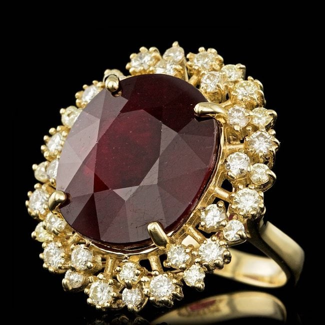 14k Yellow Gold 18.50ct Ruby 1.30ct Diamond Ring - 2