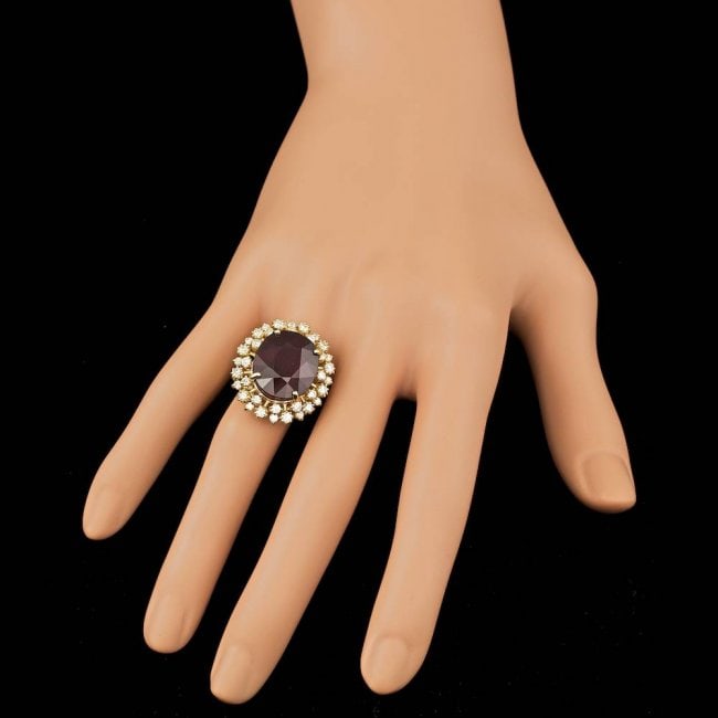 14k Yellow Gold 18.50ct Ruby 1.30ct Diamond Ring - 4