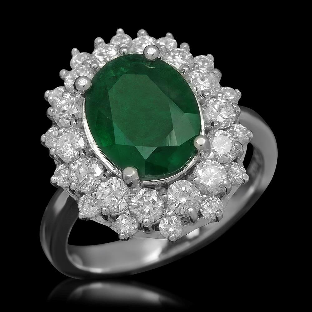 14K Gold 2.08ct Emerald 1.59ct Diamond Ring (1 of 5)