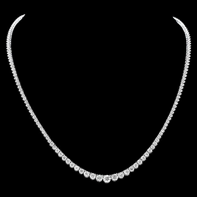 18k White Gold 8.50ct Diamond Necklace: Retail: $45,700.00 ****** 18k White Gold 8.50ct Diamond Necklace ****** Metal: 18k Solid White Gold / Size: 16.5 / Total Item Weight: 15.5 grams / Country Made: United States / / Main Stone: Diamond