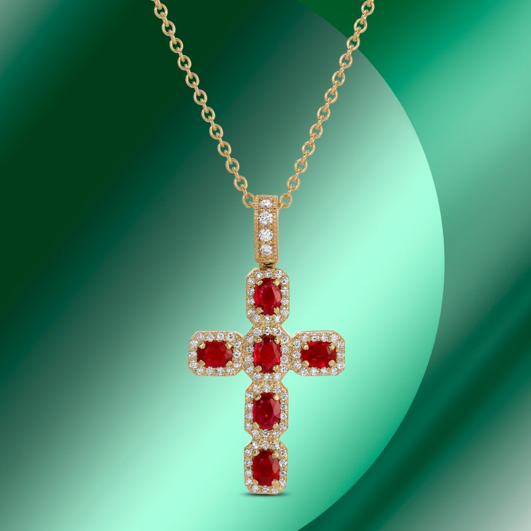 14k Gold 1.17ctc Ruby & 0.40ctc Diamond Pendant (1 of 4)