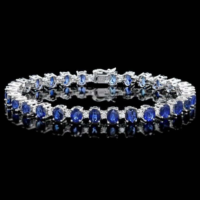 14k Gold 19.00ct Sapphire 2.00ct Diamond Bracelet (1 of 6)