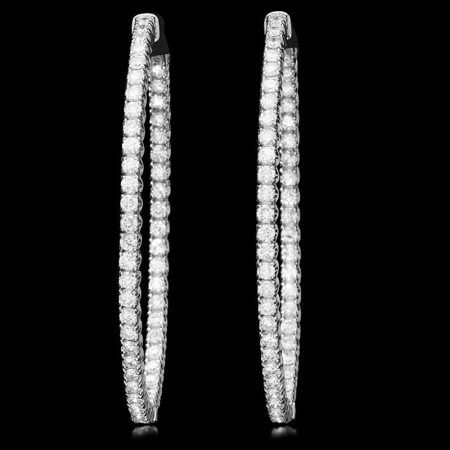 14k White Gold 3.25ct Diamond Earrings: Retail: $12,400.00 ****** 14k White Gold 3.25ct Diamond Earrings ****** Metal: 14k Solid White Gold / Total Item Weight: 11.5 grams / Country Made: United States / / Main Stone: Diamond / Color: White