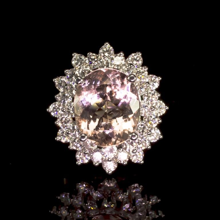 14K Gold 5.14ct Morganite 2.17ct Diamond Ring: Retail: $10,910.00****** Morganite & Diamond Ring ****** Metal: 14K Solid White Gold / Total Item Weight: 8.2 grams / Country Made: United States / / Main Stone: Morganite / Color: Very Light Pink / C