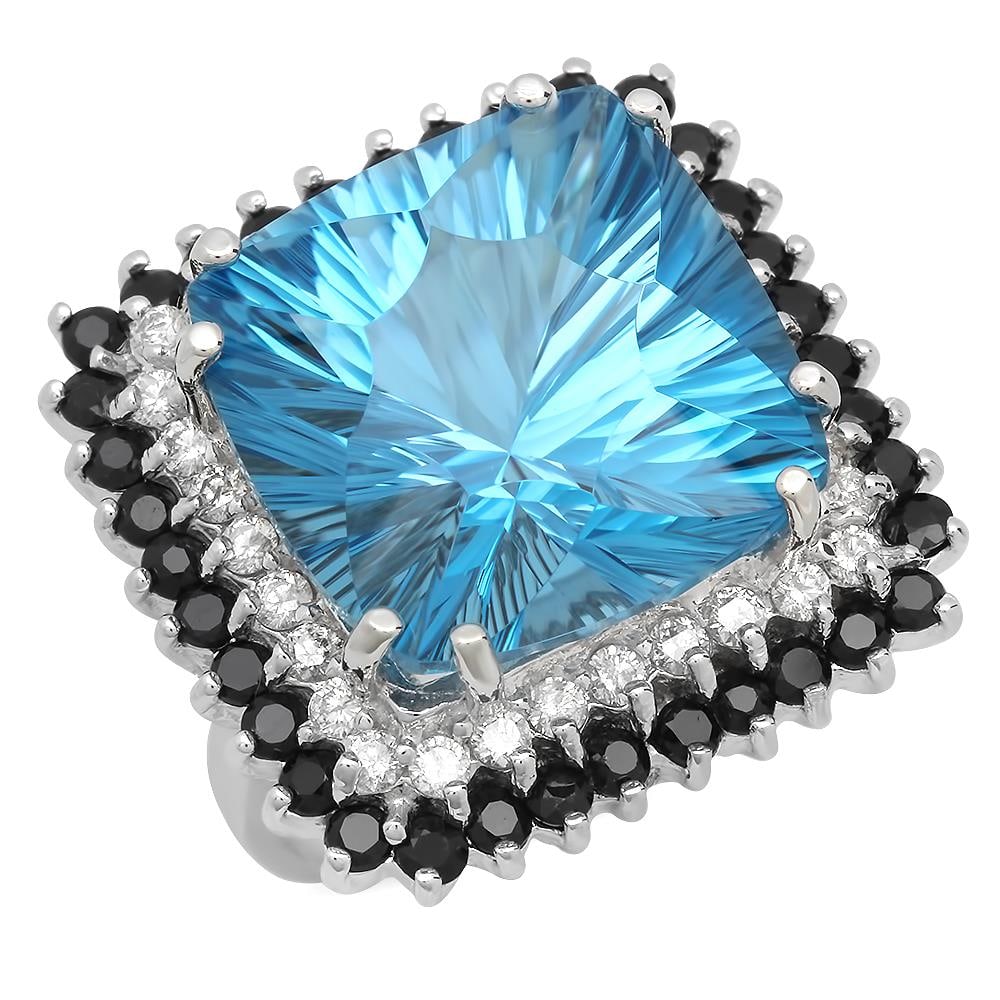 14K Gold 20.53ct Topaz 1.65ct Sapphire 0.77ct Diamond Ring: Retail: $9,955.00 ****** 14K Gold 20.53ct Topaz 1.65ct Sapphire 0.77ct Diamond Ring ****** Metal: 14K Solid Gold / Total Item Weight: 15.6 grams / Country Made: United States / / Main Stone: Blue Topa