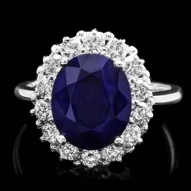 14k Gold 5.00ct Sapphire 1.00ct Diamond Ring: Retail: $6,900.00 ****** 14k Gold 5.00ct Sapphire 1.00ct Diamond Ring ****** Metal: 14k Solid White Gold / Size: 7.75 / Total Item Weight: 5.5 grams / Country Made: United States / / Main Stone: Sapph