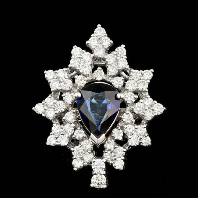 14k Gold 2.00ct Sapphire 1.55ct Diamond Ring (1 of 5)