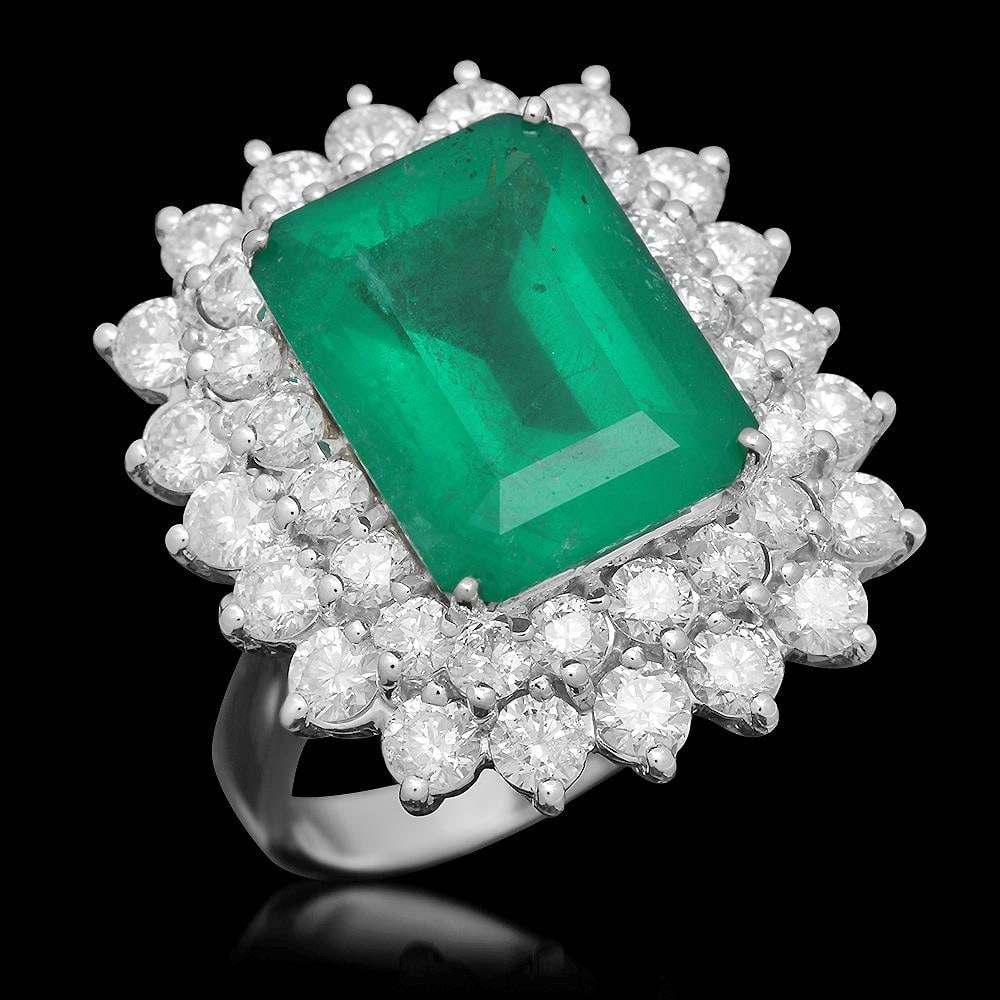 14K Gold 6.92 Emerald 2.75 Diamond Ring: Retail: $27,902.00 ****** 14K Gold 6.92 Emerald 2.75 Diamond Ring ****** Metal: 14K Solid Gold / Total Item Weight: 10.3 grams / Country Made: United States / / Main Stone: Emerald / Color: Green / Ca