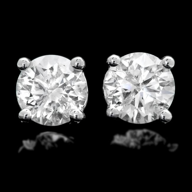 14k White Gold 1.20ct Diamond Earrings: Retail: $5,000.00 ****** 14k White Gold 1.20ct Diamond Earrings ****** Metal: 14k Solid White Gold / Total Item Weight: 1.4 grams / Country Made: United States / / Main Stone: Diamond / Color: White /