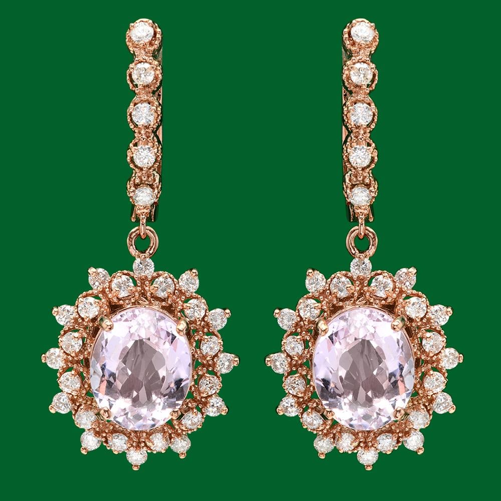 14k Gold 7.93 Kunzite 1.70ct Diamond Earrings: Retail: $9,300.00 ****** 14k Gold 7.93 Kunzite 1.70ct Diamond Earrings ****** Metal: 14k Solid Yellow Gold / Total Item Weight: 9.4 grams / Country Made: United States / / Main Stone: Kunzite / Color: