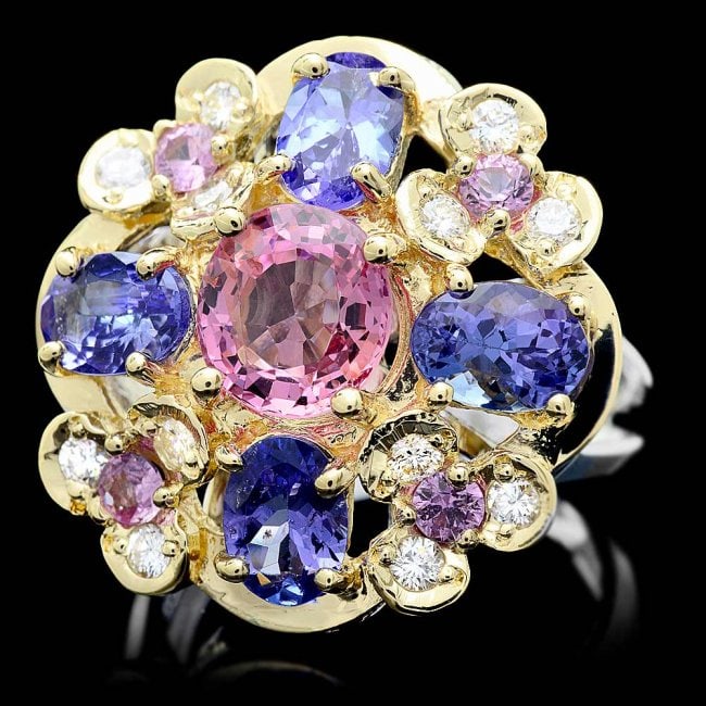 14k Gold 2.00ct Spinel 0.50ct Diamond Ring: Retail: $7,900.00 ****** 14k Gold 2.00ct Spinel 0.50ct Diamond Ring ****** Metal: 14k Solid Multi-Tone Gold / Size: 7 / Total Item Weight: 10.5 grams / Country Made: United States / / Main Stone: Spin