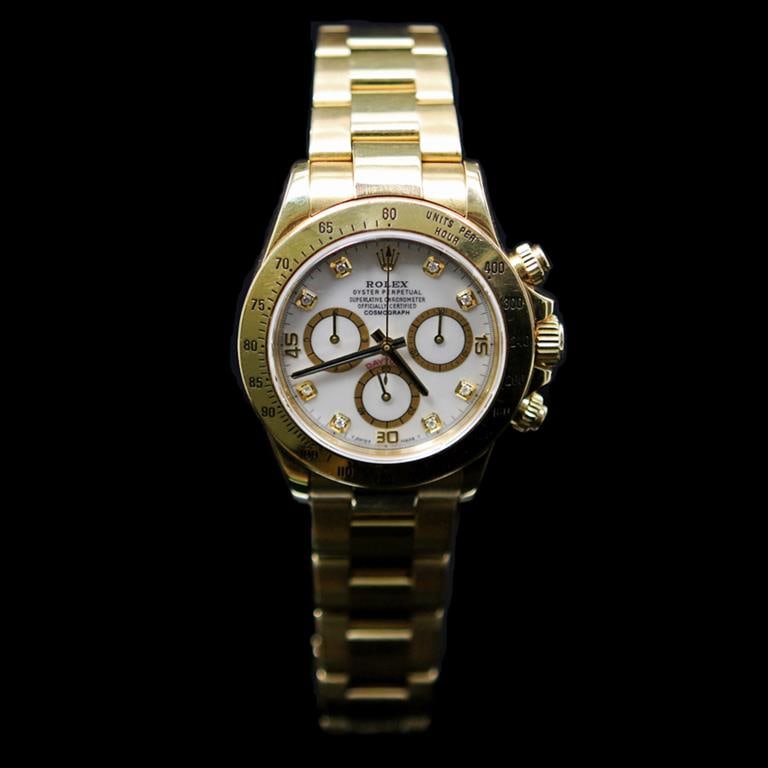 Rolex Daytona 40mm 18K Yellow Gold MOP Diamond Dial Mens Wristwatch: ****** Rolex Daytona 40mm 18K Yellow Gold MOP Diamond Dial Mens Wristwatch ****** One Mens, Rolex Daytona 40mm 18K Yellow Gold MOP Diamond Dial Wristwatch 18K Solid Yellow Gold electronically tested a
