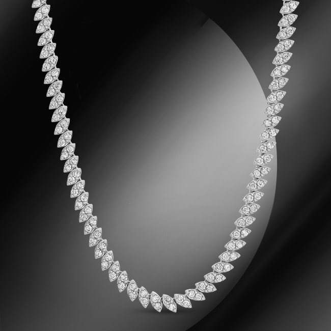 14k Gold 9.20ct Diamond Necklace: Retail: $32,700.00 ****** 14k Gold 9.20ct Diamond Necklace ****** Metal: 14k Solid White Gold / Size: 16 inches / Total Item Weight: 18.3 grams / Country Made: USA / / Main Stone: Diamond / Color: / C