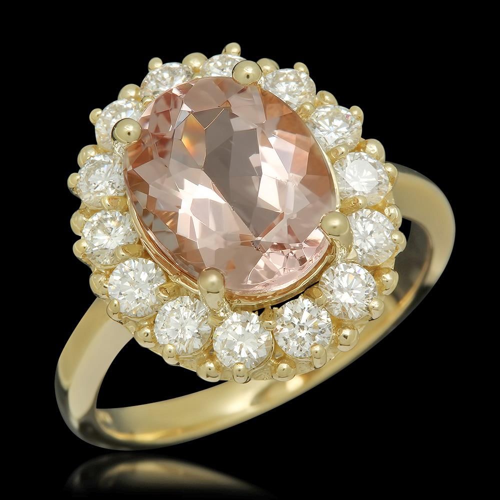 14K Gold 3.23ct Morganite 1.09ct Diamond Ring: Retail: $6,811.00 ****** 14K Gold 3.23ct Morganite 1.09ct Diamond Ring ****** Metal: 14K Solid Gold / Total Item Weight: 5.5 grams / Country Made: United States / / Main Stone: Morganite / Color: Ligh