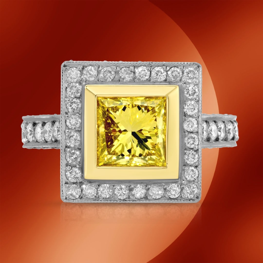 18K Gold 1.60cts Diamond Ring: Retail: $29,415*****18K Gold Diamond Ring*****Metal: 18K Yellow & White Gold/ Total Wt.: 11.8g / Country Made US// Size 7 / Main Stone: Natural Diamonds / Carat Total Wt.: 1.60cts / Treatment: Color E