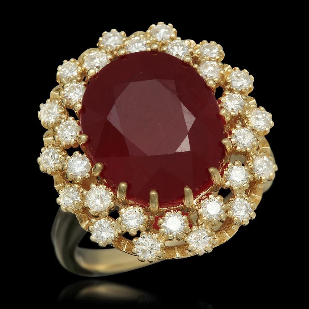 14K Gold 9.55ct Ruby 0.98ct Diamond Ring (1 of 5)