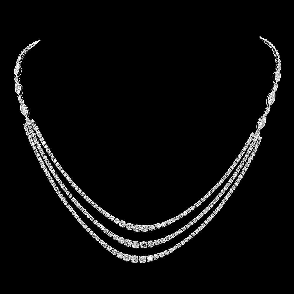18K Gold 11.20ct Diamond Necklace: Retail: $44,740.00 ****** 18K Gold Diamond Necklace ****** Metal: 18K Solid White Gold / Total Item Weight: 29.4 grams / Country Made: United States / / Main Stone: Diamond / Carat Total Weight: 11.20