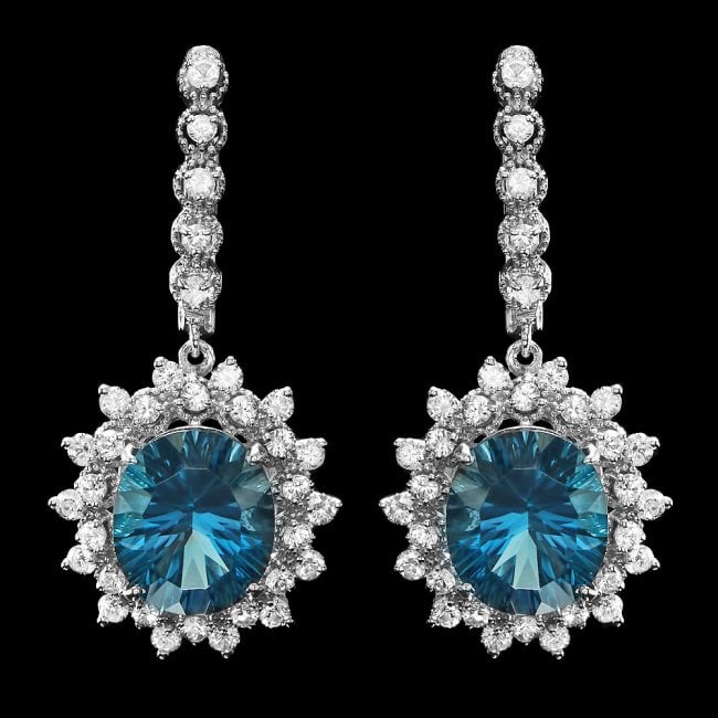 14k Gold 11.50ct Topaz 2.00ct Diamond Earrings: Retail: $8,300.00 ****** 14k Gold 11.50ct Topaz 2.00ct Diamond Earrings ****** Metal: 14k Solid White Gold / Total Item Weight: 10.0 grams / Country Made: United States / / Main Stone: Topaz / Color: 