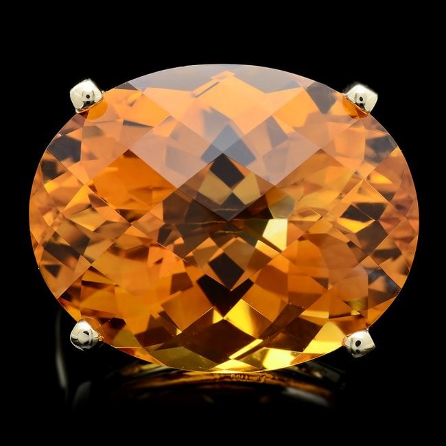 14k Yellow Gold 31.00ct Citrine Ring: Retail: $5,600.00 ****** 14k Yellow Gold 31.00ct Citrine Ring ****** Metal: 14k Solid Yellow Gold / Size: 7.25 / Total Item Weight: 14.0 grams / Country Made: United States / / Main Stone: Citrine / C