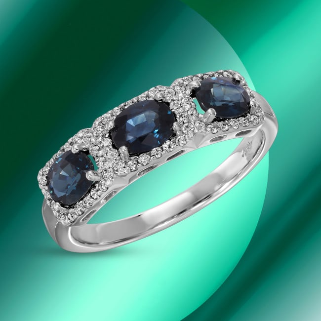 14k Gold 1.36ct Sapphire 0.18ct Diamond Ring: Retail: $3,645.00 ****** 14k Gold 1.36ct Sapphire 0.18ct Diamond Ring ****** Metal: 14k Solid White Gold / Size: 7 / Total Item Weight: 3.7 grams / Country Made: USA / / Main Stone: Sapphire / Color: 