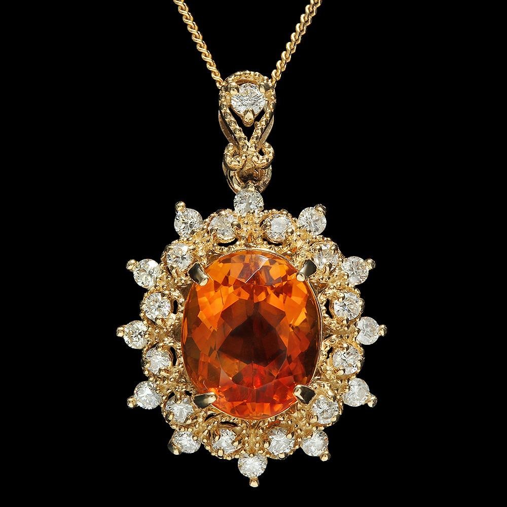 14K Gold 4.03ct Citrine 0.70ct Diamond Pendant: Retail: $3,783.00 ****** 14K Gold 4.03ct Citrine 0.70ct Diamond Pendant ****** Metal: 14K Solid Gold / Total Item Weight: 3.8 grams / Country Made: United States / / Main Stone: Citrine / Color: Orang