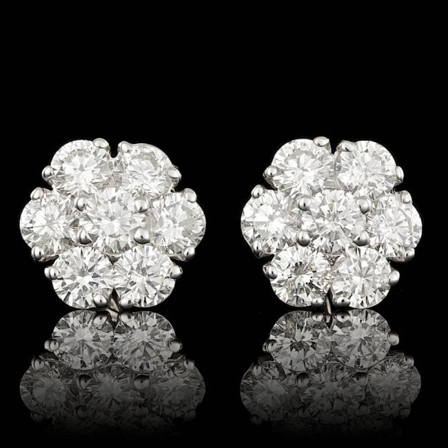 14k White Gold 2.25ct Diamond Earrings: Retail: $12,800.00 ****** 14k White Gold 2.25ct Diamond Earrings ****** Metal: 14k Solid White Gold / Total Item Weight: 2.3 grams / Country Made: United States / / Main Stone: Diamond / Color: White 
