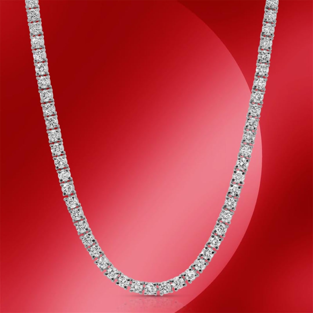 14K Gold 6.52cts Diamond Necklace: Retail: $27,000*****14K Gold Diamond Necklace*****Metal: 18K White Gold/ Total Wt.: 15.5g / Country Made US// Main Stone: Natural Diamonds / Carat Total Wt.: 6.52cts / Treatment: none / Color: none / 