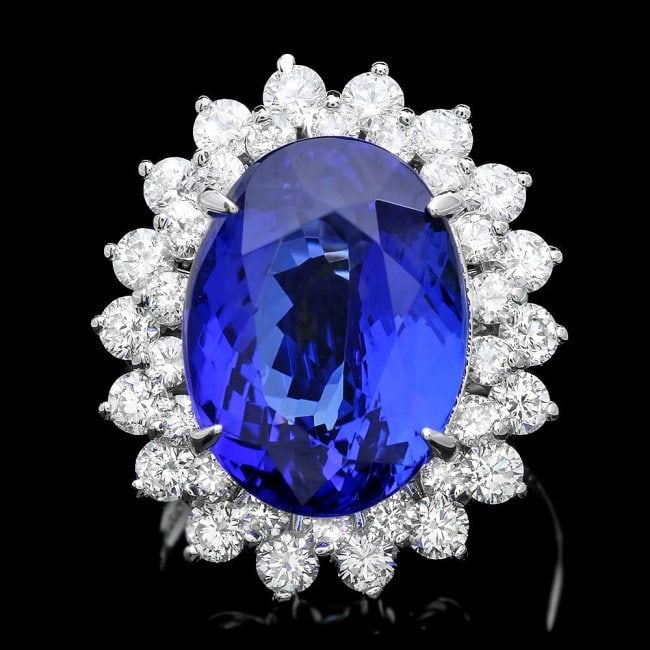 14k Gold 11.00ct Tanzanite 2.30ct Diamond Ring: Retail: $43,800.00 ****** 14k Gold 11.00ct Tanzanite 2.30ct Diamond Ring ****** Metal: 14k Solid White Gold / Size: 7 / Total Item Weight: 9.0 grams / Country Made: United States / / Main Stone: Tanza