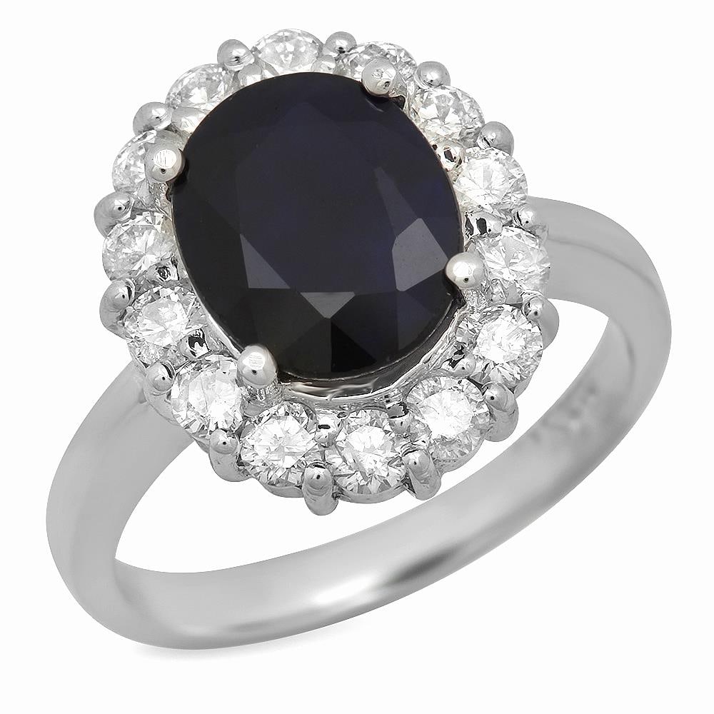 14K Gold 3.12ct Sapphire 0.94ct Diamond Ring: Retail: $5,150.00 ****** 14K Gold 3.12ct Sapphire 0.94ct Diamond Ring ****** Metal: 14K Solid Gold / Total Item Weight: 5.6 grams / Country Made: United States / / Main Stone: Sapphire / Color: Dark B