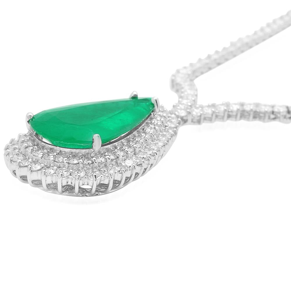 18K Gold 12.58ct Emerald 7.70ct Diamond Necklace (1 of 5)