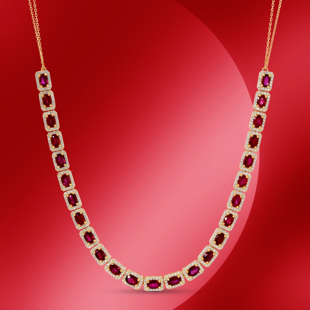 14K Gold 10.05cts Ruby & 2.22cts Diamond Necklace (1 of 4)