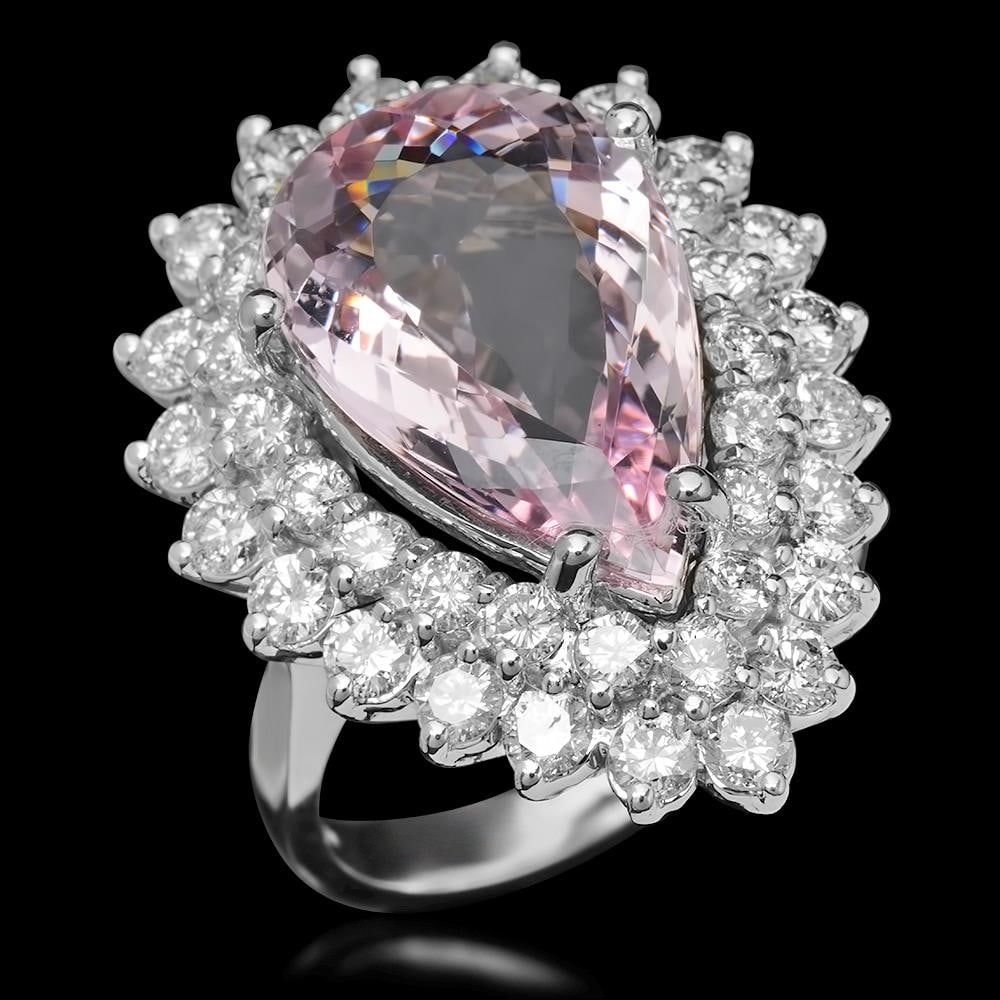 14K Gold 7.52ct Morganite 2.70ct Diamond Ring: Retail: $14,150.00******14K Gold Morganite & Diamond Ring ****** Metal: 14K Solid Gold / Total Item Weight: 12.0 grams / Country Made: United States / / Main Stone: Kunzite / Color: Light Pink / Carat