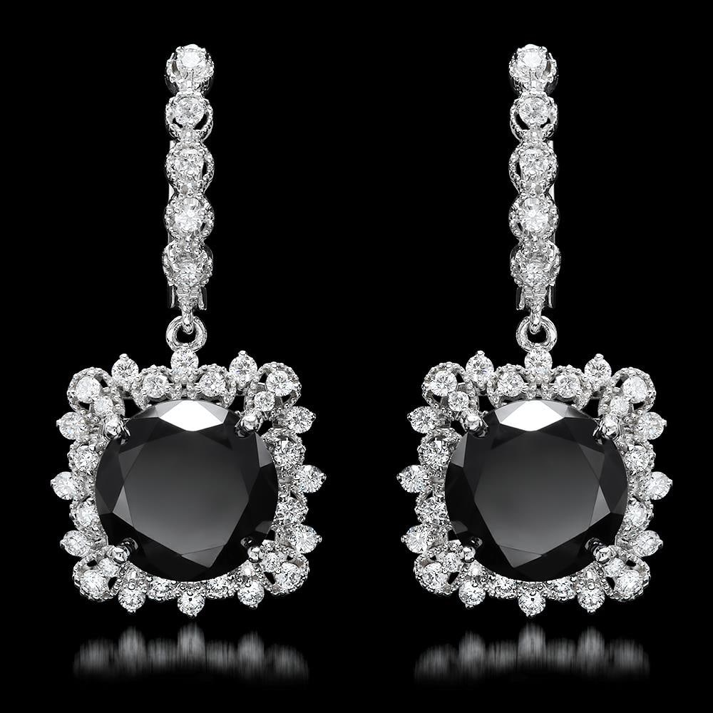 14k White Gold 13.88ct Diamond Earrings: Retail: $42,815.00 ****** 14k White Gold 12.14ct & 13.88ct Diamond Earrings ****** Metal: 14K White Gold / Total Item Weight: 8.8 grams / Country Made: United States / / Main Stone: Diamond / Color: F