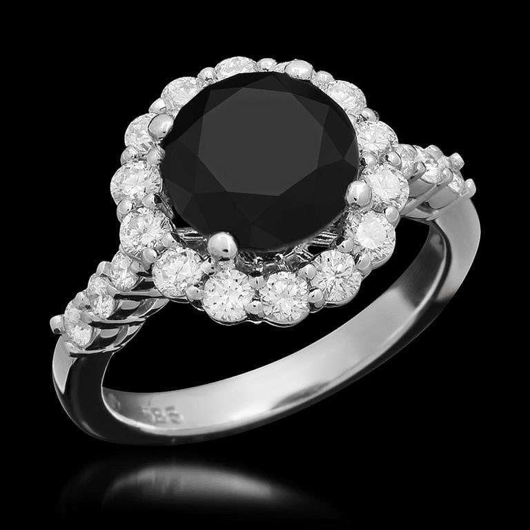 14K Gold 2.82ct Fancy Color Diamond 3.77ct Diamond Ring: Retail: $14,020.00 ******14K Gold Fancy Color Diamond & Diamond Ring ****** Metal: 14K Solid White Gold / Total Item Weight: 4.7/ Country Made: United States / / Main Stone: Diamond / Color: Fancy Bla