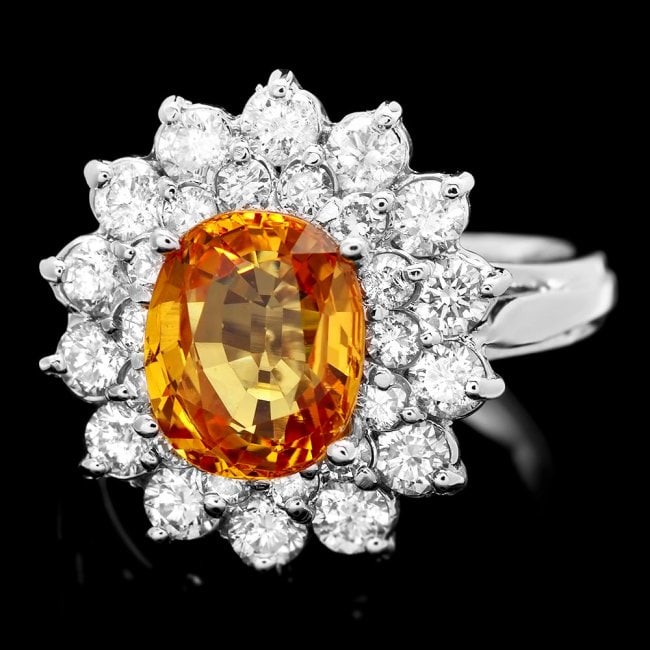 14k Gold 2.75ct Sapphire 1.40ct Diamond Ring: Retail: $11,560.00 ****** 14k Gold 2.75ct Sapphire 1.40ct Diamond Ring ****** Metal: 14k Solid White Gold / Size: 5.5 / Total Item Weight: 5.5 grams / Country Made: United States / / Main Stone: Sapph
