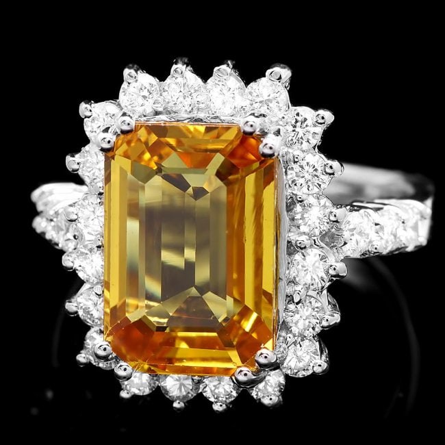 14k Gold 7.85ct Sapphire 1.00ct Diamond Ring: Retail: $18,500.00 ****** 14k Gold 7.85ct Sapphire 1.00ct Diamond Ring ****** Metal: 14k Solid White Gold / Size: 6.75 / Total Item Weight: 7.0 grams / Country Made: United States / / Main Stone: Sapp