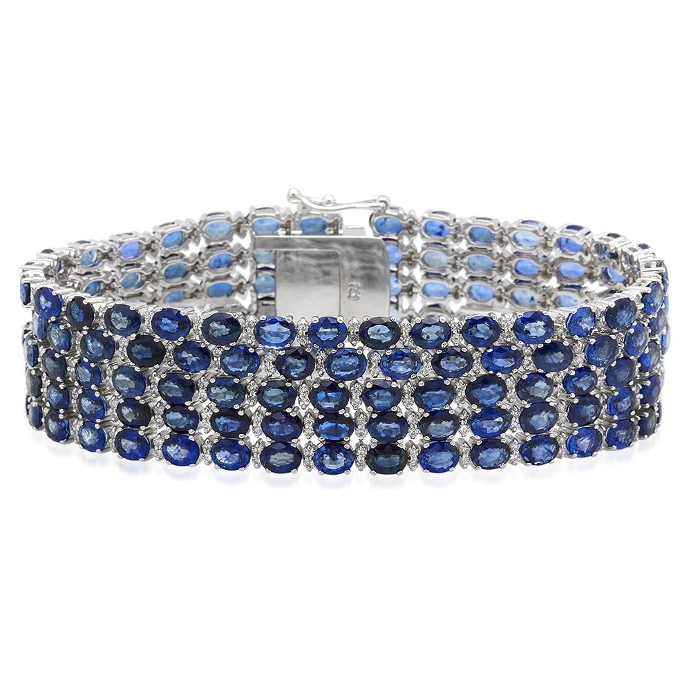 18K Gold 48.44ct Sapphire 4.02ct Diamond Bracelet: Retail: $28,600.00 ******18K Gold 48.44ct Sapphire 4.02ct Diamond Bracelet****** Metal: 18K Solid Gold / Total Item Weight: 49.5 grams / Country Made: United States / / Main Stone: Sapphire / Color: B