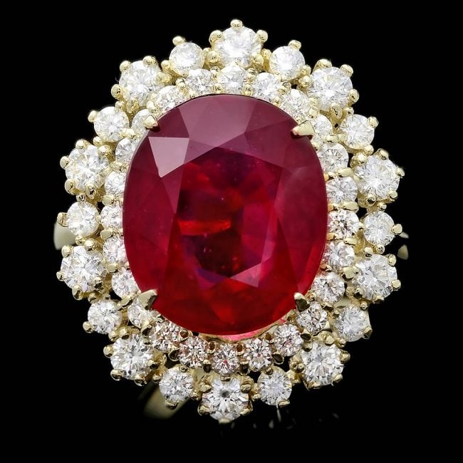 14k Yellow Gold 8.00ct Ruby 1.45ct Diamond Ring: Retail: $10,500.00 ****** 14k Yellow Gold 8.00ct Ruby 1.45ct Diamond Ring ****** Metal: 14k Solid Yellow Gold / Size: 7 / Total Item Weight: 7.0 grams / Country Made: United States / / Main Stone: Rub