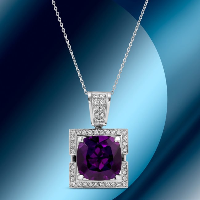 14k Gold 12.50ct Amethyst 0.70ct Diamond Pendant (1 of 4)