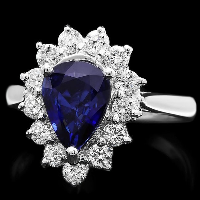 14k Gold 1.46ct Sapphire 0.77ct Diamond Ring: Retail: $6,500.00 ****** 14k Gold 1.46ct Sapphire 0.77ct Diamond Ring ****** Metal: 14k Solid White Gold / Size: 7 / Total Item Weight: 4.3 grams / Country Made: United States / / Main Stone: Sapphire