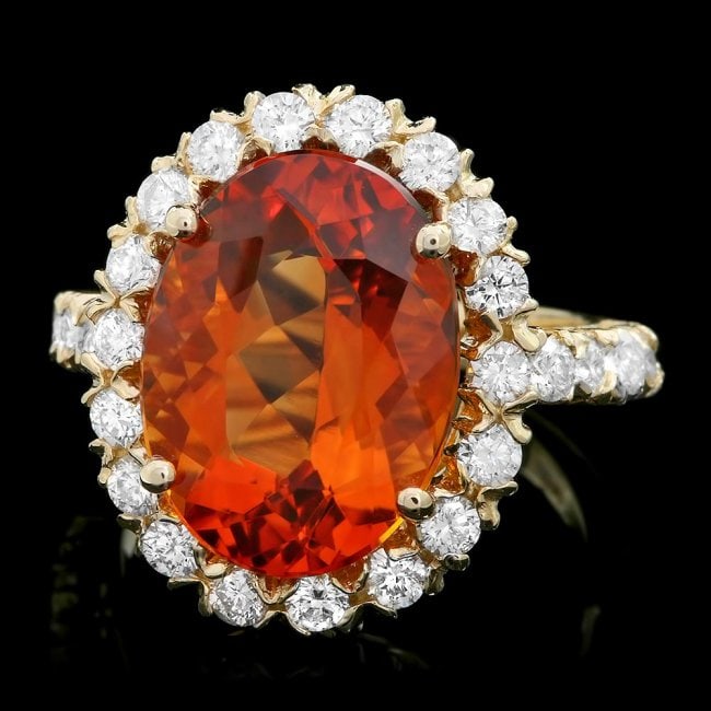 14k Gold 6.50ct Citrine 1.10ct Diamond Ring: Retail: $6,500.00 ****** 14k Gold 6.50ct Citrine 1.10ct Diamond Ring ****** Metal: 14k Solid Yellow Gold / Size: 6.5 / Total Item Weight: 6.5 grams / Country Made: United States / / Main Stone: Citrin