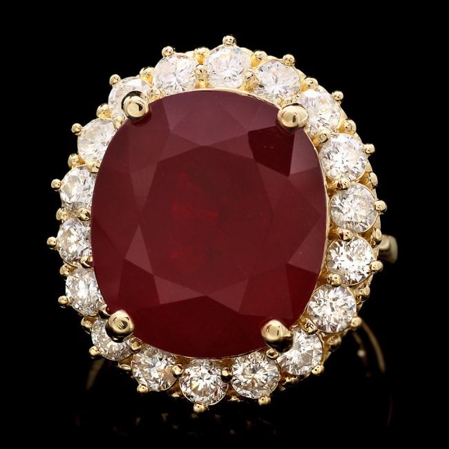 14k Yellow Gold 21.50ct Ruby 2.00ct Diamond Ring: Retail: $18,320.00 ****** 14k Yellow Gold 21.50ct Ruby 2.00ct Diamond Ring ****** Metal: 14k Solid Yellow Gold / Size: 7.5 / Total Item Weight: 12.5 grams / Country Made: United States / / Main Stone: