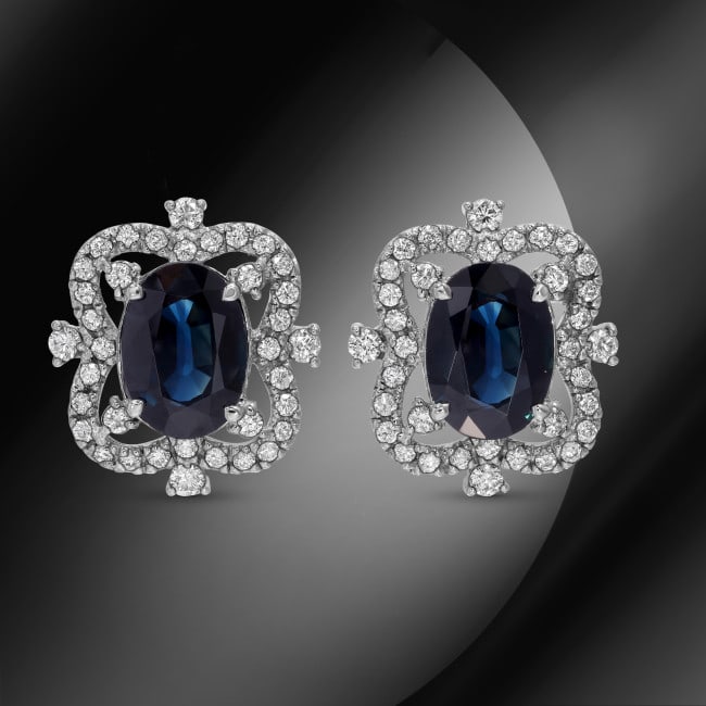 14k Gold 8.20ct Sapphire 1.45ct Diamond Earrings: Retail: $12,652.00 ****** 14k Gold 8.20ct Sapphire 1.45ct Diamond Earrings ****** Metal: 14k Solid White Gold / Size: / Total Item Weight: 9.5 grams / Country Made: USA / / Main Stone: Sapphire / Colo