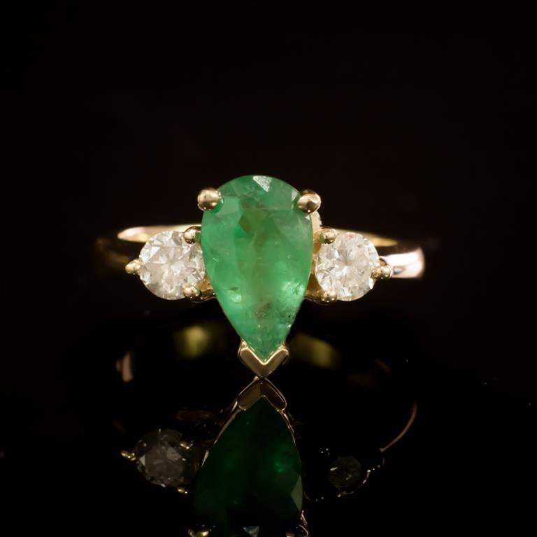 14 Gold 1.36ct Emerald 0.60ct Diamond Ring (1 of 4)