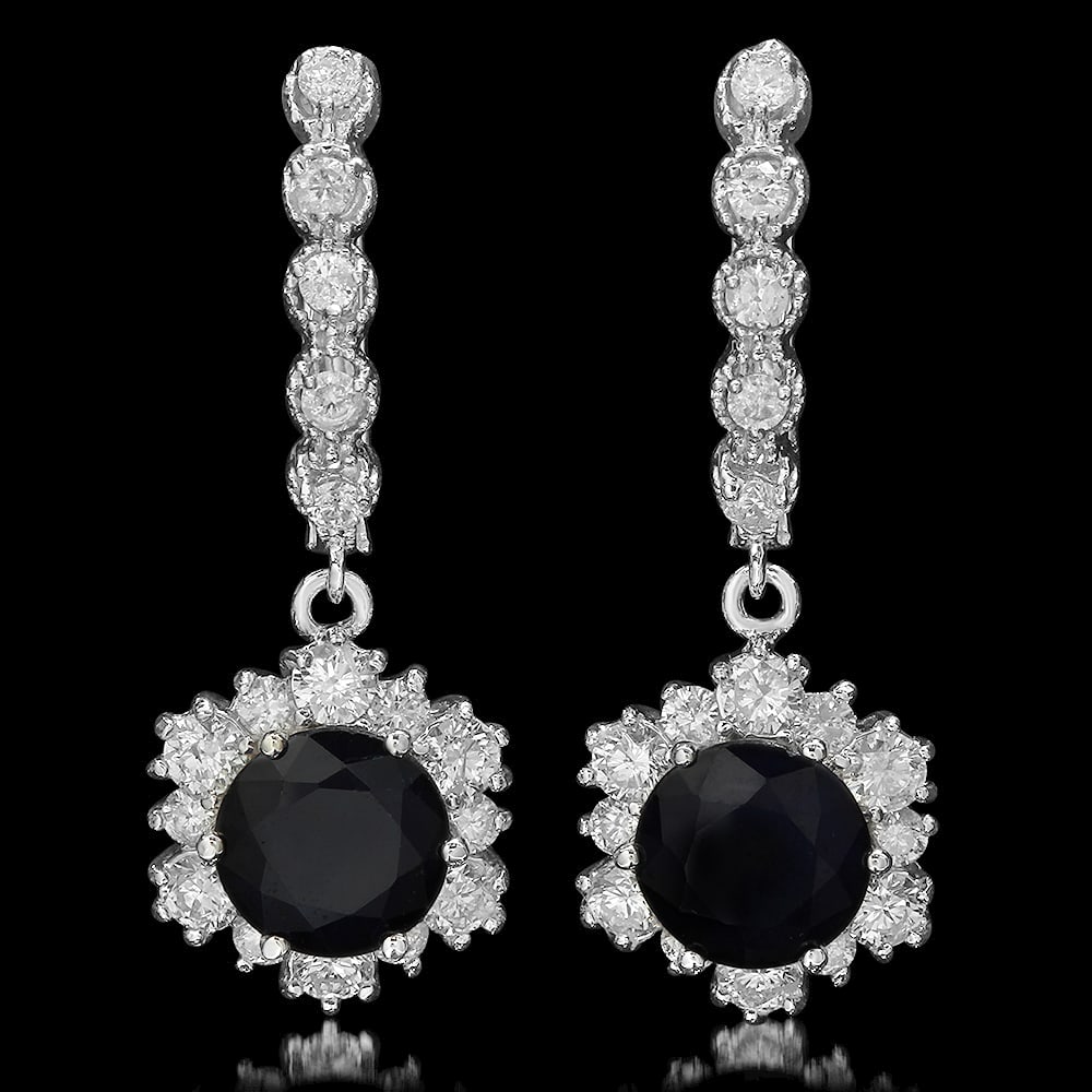 14K Gold 5.01ct Sapphire 1.90ct Diamond Earrings: Retail: $8,117.00 ****** 14K Gold 5.01ct Sapphire 1.90ct Diamond Earrings ****** Metal: 14K Solid Gold / Total Item Weight: 7.8 grams / Country Made: United States / / Main Stone: Sapphire / Color: Da
